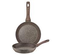 Pintinox - Série Natura - Lot de 2 poêles en aluminium, antiadhésives, effet pierre, adaptées à l'induction, 20 et 24 cm de diamètre