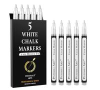 Pinturale Arts Set 5 Feutre Blanc Effacable Pour Tableau Noir | Pointe 2mm | Feutre Craie Effacable Tableau Noir | Stylo Craie Blanc Pour Vetre, Virre, Ardoise