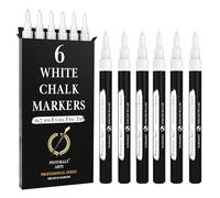 Pinturale Arts Set 6 Feutre Blanc Effacable Pour Tableau Noir | Pointe Extra Fine 0,7mm | Feutre Craie Effacable Tableau Noir | Stylo Craie Blanc Pour Vetre, Virre, Ardoise