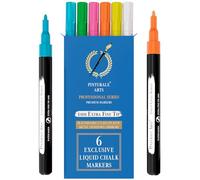 Pinturale Arts Set 6 Feutre Craie Effacable Tableau Noir | Pointe Extra Fine 1mm | Stylo Craie Pour Tableau Noir Effacable Pour Vetre, Virre, Ardoise