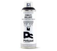 PINTUSOL Bombe Peinture Émail Antirouille Brillant Noir, Finition Brillante Résistant aux UV Haute Opacité, Direct sur Rouille Fer Métal, Application Facile, Spray Professionnel 400ml