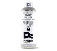 PINTUSOL Bombe Peinture Émail Antirouille Gris Brillant, Finition Brillante Résistant aux UV Haute Opacité, Direct sur Rouille Fer Métal, Application Facile, Spray Professionnel 400ml