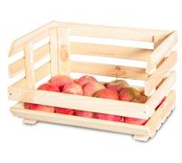 Pinus Caisse à Légumes Empilable 40x30x24 cm pour Fruits et Pommes de Terre | Bois de pin, pour fruits légumes pommes de terre oignons, conception ouverte, bonne circulation d’air, cuisine cave cellier
