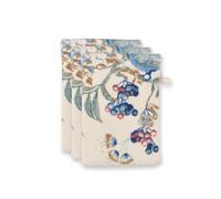 Pip Studio Lot de 3 gants de toilette Secret Garden Blanc/bleu 16 x 22 cm