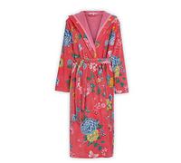 PiP Studio Peignoir de bain Good Evening Corail Sauna Éponge Motif floral Peignoir de chambre Fleuri avec Capuche, Taille : S