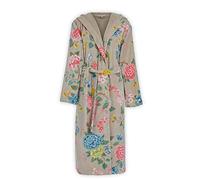 PiP Studio Robe de Bain Good Evening Khaki pour le Matin, Manteau avec Fleurs Imprimées en Design en Éponge et Velours, kaki foncé, L