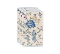 Pip Studio Secret Garden Lot de 3 serviettes d'invité Blanc/bleu 30 x 50 cm