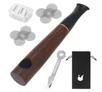 Pipe a Tabac en Bois Longue Pipe a Tabac Droite Pipe à Tabac Homme Femme | avec 10 x 8 mm Filtre à Charbon Actif 10 Filtres à Tamis en Acier Inoxydable Bouchon de Pipe Sac de Rangement Pipe en Bois