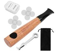 Pipe a Tabac en Bois Longue Pipe a Tabac Droite Pipe à Tabac Homme Femme | avec 10 x 8 mm Filtre à Charbon Actif 10 Filtres à Tamis en Acier Inoxydable Bouchon de Pipe Sac de Rangement Pipe en Bois
