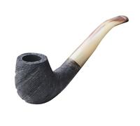 Pipe à tabac fabriquée à la main en bois de houx avec cure-cigarettes, filtre de 9 mm pour coffret cadeau et accessoires (noir)