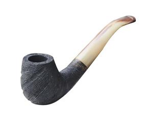 Pipe à tabac fabriquée à la main en bois de houx avec cure-cigarettes, filtre de 9 mm pour coffret cadeau et accessoires (noir)
