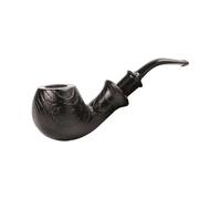 Pipe À Tabac Noire en Bois Naturel De Bahua, Pipe À Fumer Sculptée À La Main - Savoir-Faire Ancestral Tube Courbé - Convient Aux Filtres 9mm pour La Méditation Et Réflexion