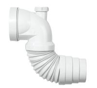 Wirquin 70718814 Pipe wc coudée extensible, à coller avec piquage pour évacuation toilette, blanc