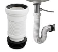 Pipe WC Flexible et Extensible 25-50cm - Raccord Évacuation Toilette Universel Ø 90-110mm - Pipe WC Souple à Mémoire de Forme, Anti-Odeur et Anti-Fuite - Installation Facile sans Outils (Noir)