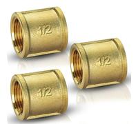PipeSan - Manchon laiton 1/2" (DN15) BSP G1/2 - Lot de 3 raccords femelle/femelle | Filetage intérieur | Plomberie eau gaz air comprimé chauffage | Anticorrosion