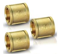 PipeSan - Manchon laiton 1" (DN25) BSP G1 (26/34) - Lot de 3 raccords femelle/femelle | Filetage intérieur IG/IG | Eau potable gaz air comprimé chauffage | Anticorrosion
