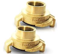 PipeSan - Raccord rapide Geka 1/2ʺ en laiton - Lot de 2 | Filetage femelle G1/2 | Raccord tuyau d’arrosage | Compatible Gardena | Étanche, système baïonnette | Eau potable 10 bar / 120 °C