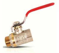 PipeSan - Vanne à bille 1/2" DN15 PN30 - Laiton chromé - Débit total - Filetage femelle/mâle BSP - Poignée papillon rouge | robinet d’arrêt 1/2 | sanitaire chauffage