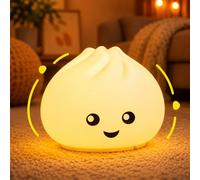 Pipihome Dumpling Squishy Veilleuse LED pour enfants, dumplings avec contrôle tactile, veilleuse d'allaitement à intensité variable, lampe de chevet, lampe de table sans fil pour bébé, chambre à