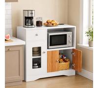 PIPIPOXER Buffet de Cuisine avec Étagère à Micro-Ondes, Portes et 1 Tiroir, avec 3 Portes, Meuble de Rangement, Étagères Réglables, Armoire de Rangement pour Salon,Cuisine,Salle à Manger, 80x40x83cm