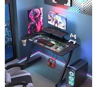 PIPIPOXER Bureau Gaming 100x55cm, Bureau Table Gaming avec Support d'Écran,Bureau Gaming avec Plateau en Fibre de Carbone,Gaming Desk Table de Jeu Ergonomique avec Porte Gobelet et Crochet pour Casque