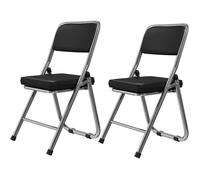 PIPIPOXER Chaise pliante - Lot de 2 - Cuir - Noir - 45 x 46 x 82 cm