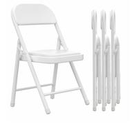 PIPIPOXER Chaises de réception pliantes - Lot de 4 chaises d'appoint en cuir et métal - Blanc