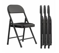 PIPIPOXER Chaises de réception pliantes - Lot de 4 chaises d'appoint en cuir et métal - Noir