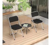 PIPIPOXER Confortables Chaise Pliante, Lot de 2 chaises de conférence Pliantes en Cuir PU Douillet et Cadre en Acier de Jardin et de Camping,Noir