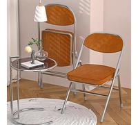 PIPIPOXER Lot de 1 Chaises Pliantes avec Dossier, Chaise Velour Chaises de Salle à Manger Assise en Velours Côtelé, Rembourrage 5cm, Chaise Cuisine Chaise Pliante Salle a Manger, Orange (46x41x80.3cm)