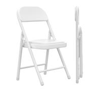 PIPIPOXER Lot de 2 chaises pliantes en cuir blanc, sièges commerciaux empilables portables intérieurs et extérieurs