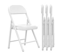 PIPIPOXER Lot de 4 chaises Pliantes en PU, Chaise de Bureau Pliante Peu encombrante pour la Maison au Bureau, Chaise d'invité rembourrée pouvant,Blanc