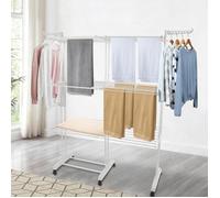 PIPIPOXER - Séchoir à Linge Extensible - Pliable Étendoir Mobile Grand Capacité - 75-134x47x170 cm - Blanc