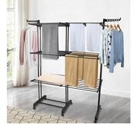PIPIPOXER - Séchoir à Linge Extensible - Pliable Étendoir Mobile Grand Capacité - 75-134x47x170 cm - Noir