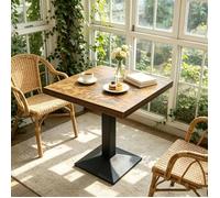 PIPIPOXER Table à manger carrée vintage horloge table de détente véranda terrasse fermée intérieur pour 2-4 Personnes 60x60cm
