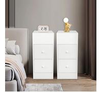 PIPIPOXER Table de Chevet Étroite - 2 Tiroirs et Compartiment Ouvert- Lot de 2 Tables de nuit hautes et fines - Blanc 25×30×66 cm