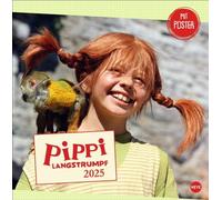 Pippi Langstrumpf Calendrier brochure 2025 : scènes de l'adaptation cinématographique populaire du classique d'Astrid Lindgren dans un calendrier pratique pour les rendez-vous. (Calendrier de