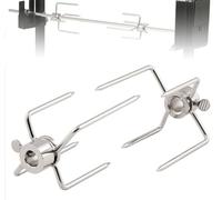 PIQIUQIU Lot de 2 pinces à viande pour rôtissoire, fourchettes de rôtisserie universelles en acier inoxydable pour poulet, shish kebab diamètre 12 mm