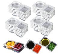 PIQIUQIU Lot de 20 boîtes à goûter réutilisables avec 2 compartiments (14 x 8,5 x 2,5 cm) - Boîtes de rangement transparentes pour repas, sauces et épices - Passe au lave-vaisselle avec couvercle
