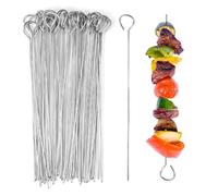 Pique à brochette - Acier inoxydable - 20 cm - 50 pièces - Résistant à la chaleur - Réutilisable