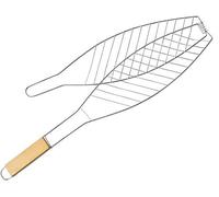 Pique-à-poisson, en acier inoxydable, manche en bois, 57 cm, support pour pique-à-poisson, pique-à-poisson pour la cuisson au barbecue
