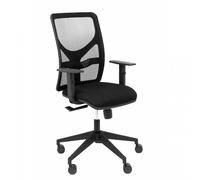 Chaise Motilla Synchro 3 positions tissu Noir Base pyramidale noire Accoudoir 1D Sans appui-tête Roulettes 65mm nylon