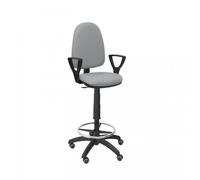 Piqueras y Crespo Tabouret Ayna Bali Accoudoirs Fixes Roues Parquet Gris Clair