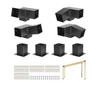 Piquet Cloture Pergola Kit 4x4 Inch 3-Way Slanted Bracket | 3.5x3.5 Wood Beams, Carbon Steel For Gazebos Sheds(8 pcs)