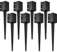 Piquet d'ancrage pour poteau de clôture, lot de 8, diamètre extérieur 24 x 4 x 4 pouces (diamètre intérieur 3,5 x 3,5 pouces), piquet métallique recouvert de poudre noire, pour boîte aux lettres, terr