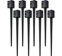 Piquet d'ancrage pour poteau de clôture, lot de 8, diamètre extérieur 36 x 4 x 4 pouces (diamètre intérieur 3,5 x 3,5 pouces), piquet métallique recouvert de poudre noire, pour boîte aux lettres, terr