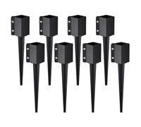 VEVOR Piquet d'ancrage pour poteau de clôture,8 pcs, support de poteau en métal enduit de poudre noire, extérieur 610 x 113 x 113 mm (intérieur 89 x 89 mm) pour boîte aux lettres et barre de jardin