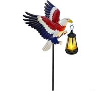Piquet de jardin commémoratif rouge pour aigle, décoration d'extérieur en métal patriotique pour cour et pelouse, art de jardin