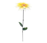 Piquet de Jardin Fleur Métal 13 Pouces, Tête Oscillante, Jaune | Fer Artisanal, Résiste Pluie Soleil Neige, pour Pots et Jardinières, Décoration Printanière de Patio