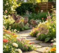 Piquet de jardin rustique avec 3 rouges-gorges en métal, décoration de jardin, décoration de jardin en métal, résistant aux intempéries pour pelouse, terrasse, parterre de fleurs, jardin, cadeau
